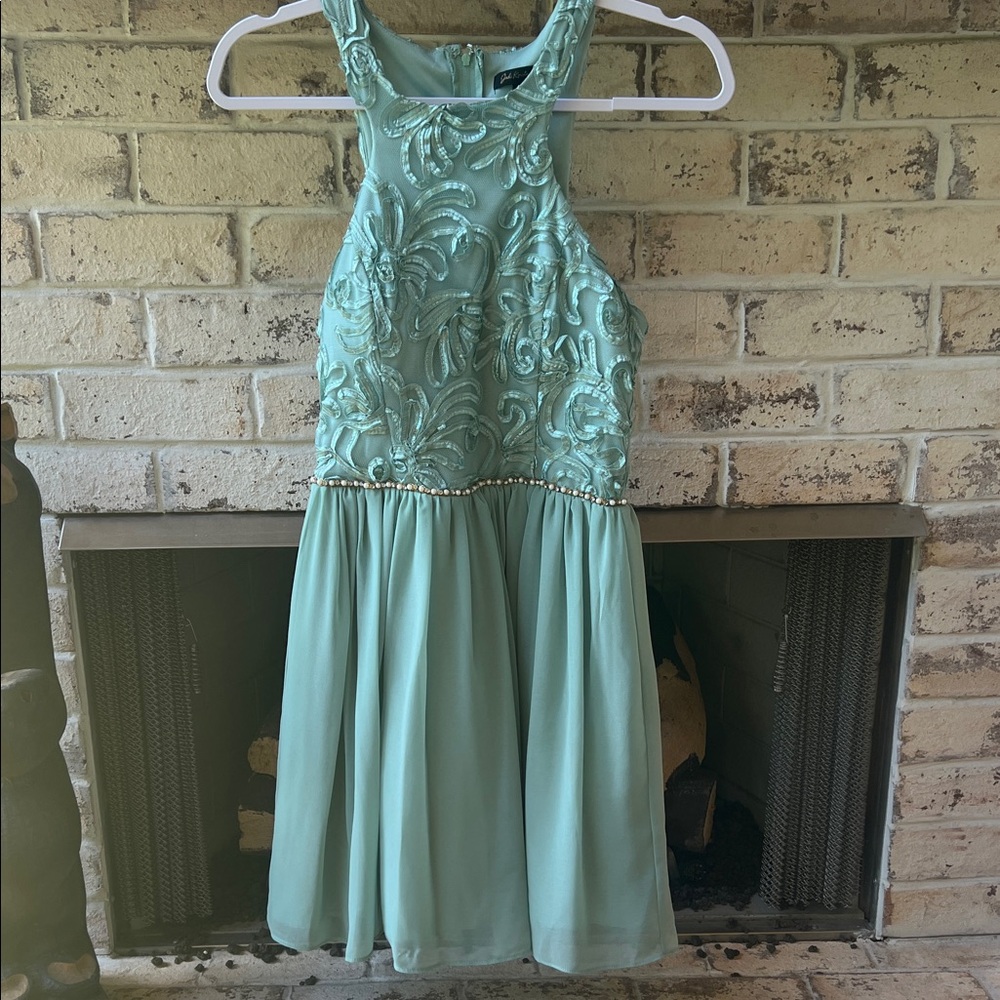 Jodi Kristopher Aqua Embellished Midi Dress